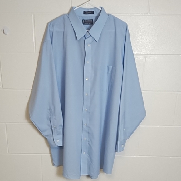 Stafford Light Blue Performance The Super Shirt Men's Dress Shirt - Picture 1 of 13